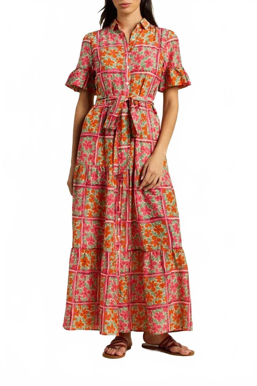 NEW TROVATA martine maxi dress in botanic tile